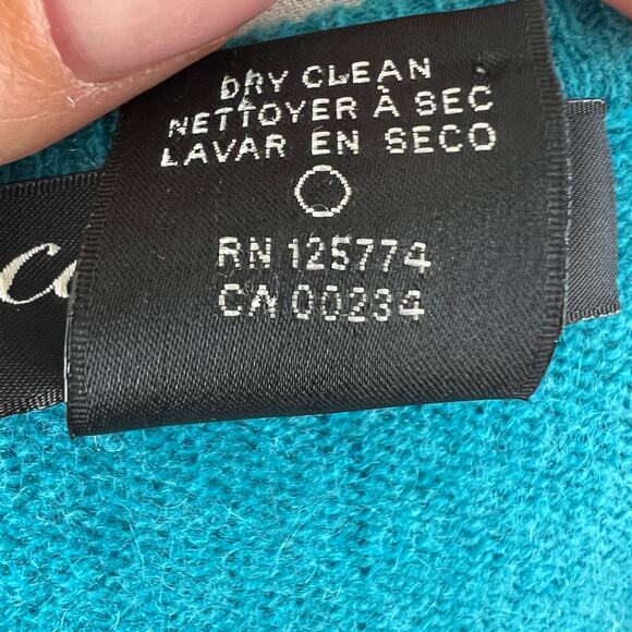 Lord & Taylor CASHMERE Long Sleeve Sweater Turquoise Blue Teal Round Neck Sz XL - Picture 8 of 9